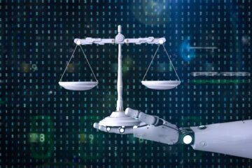 scales of justice with robot hand; litigation attorney